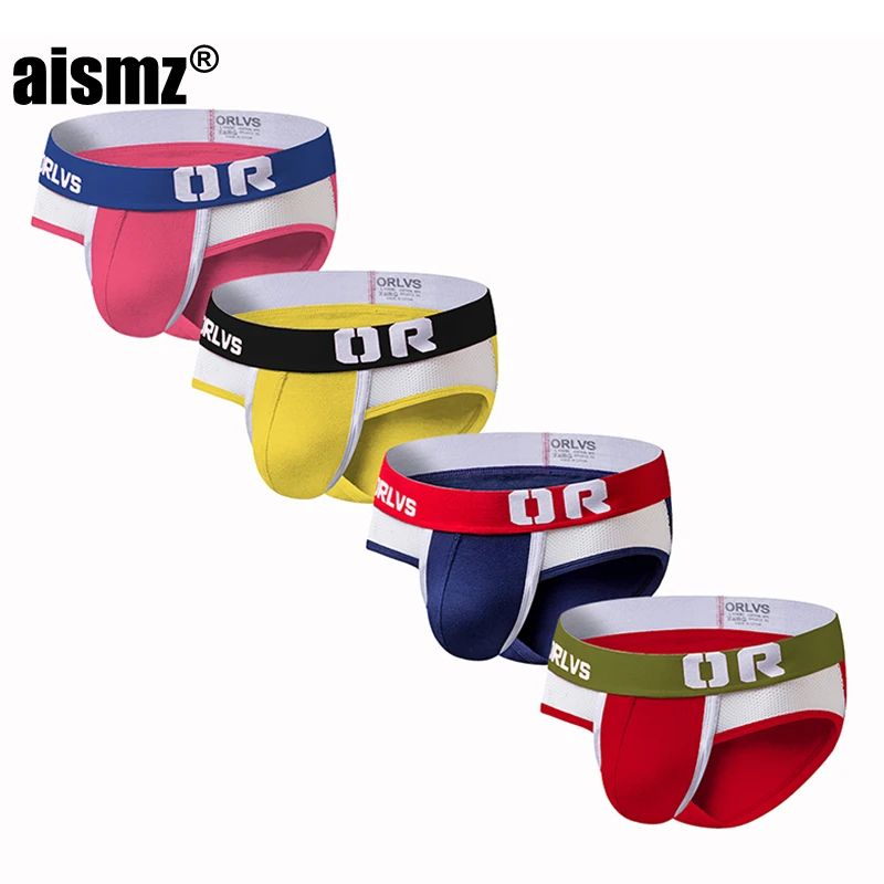 

Aismz 2019 Sexy Men Underwear Briefs 4Pcs/lot Gay Mens Bikini Mesh Slip Men Underpants Underwear Sexy Panties az147