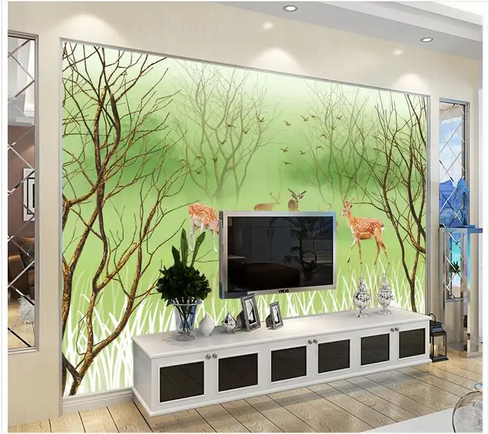 3D wallpaper custom 3d wall murals TV setting Pure and fresh rural aesthetic elk background | Обустройство дома
