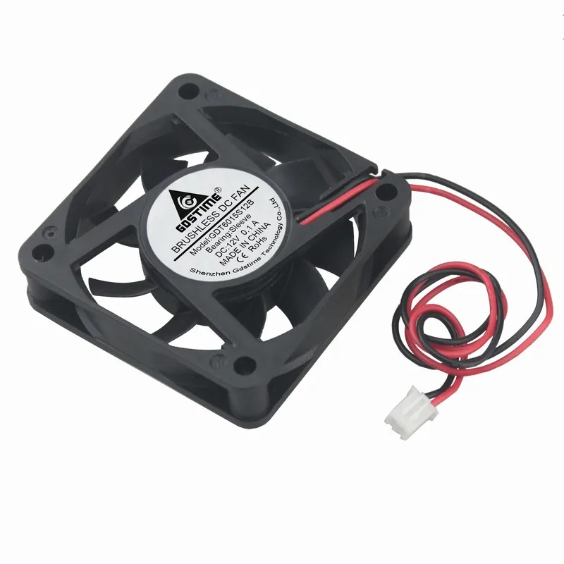 2Pieces LOT Gdstime DC 6cm 60mm x 15mm 12V 2Pin 6015 Brushless Cooling Fan