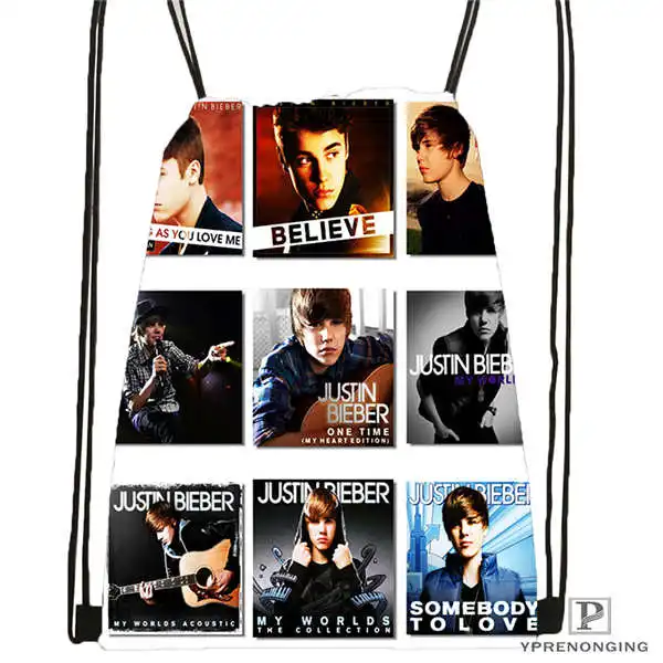 Custom Good Justin Bieber Drawstring Backpack Bag Cute Daypack Kids Satchel Black Back 31x40cm 180611 03