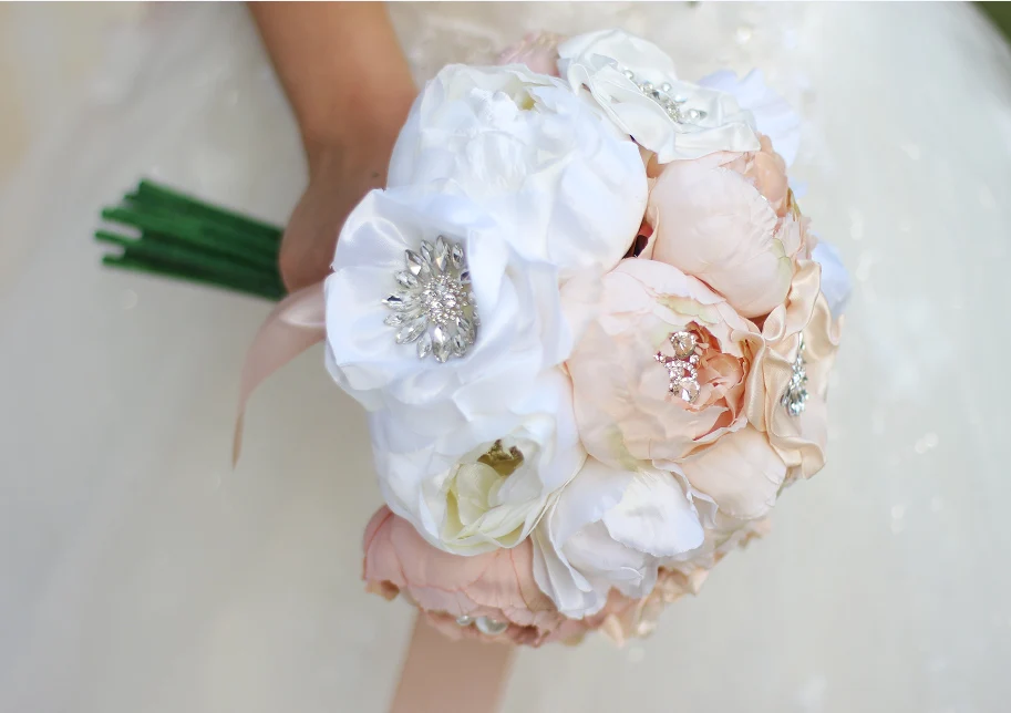 Apricot Peony Diamond Bridal Bouquet High End Custom Wedding Bouquets Artificial Flower Ribbon Flower Bride S Peonies Bouquet Wedding Bouquet Artificial Bridal Bouquetwedding Bouquet Aliexpress
