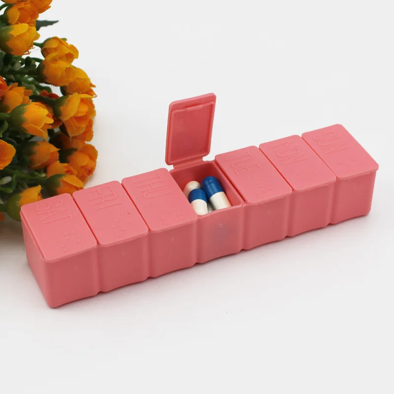 Cute 7days Travel Pill Box Solid Color Container For Medicines Travel