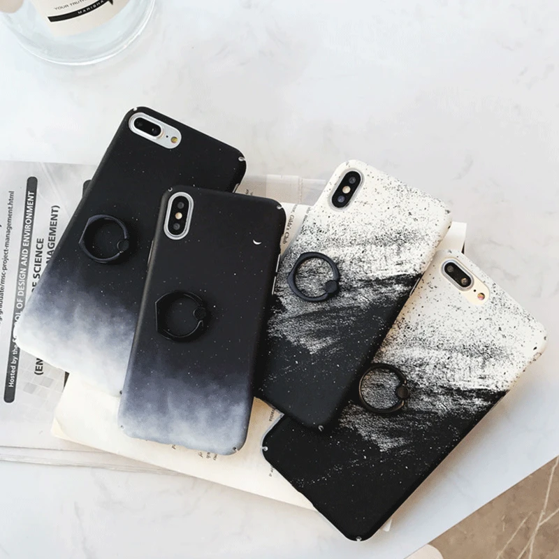 

Coque with Finger Ring for Iphone Xs Max Case Hard PC Painted Patterned Cases for Iphone 7 8 6 6s Plus Xr X Case Back Cover