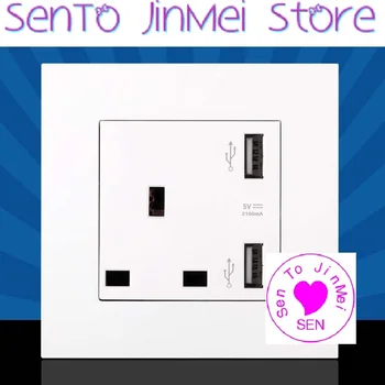 

13A British socket with dual USB charging square foot square hole switch panel British standard socket pop socket