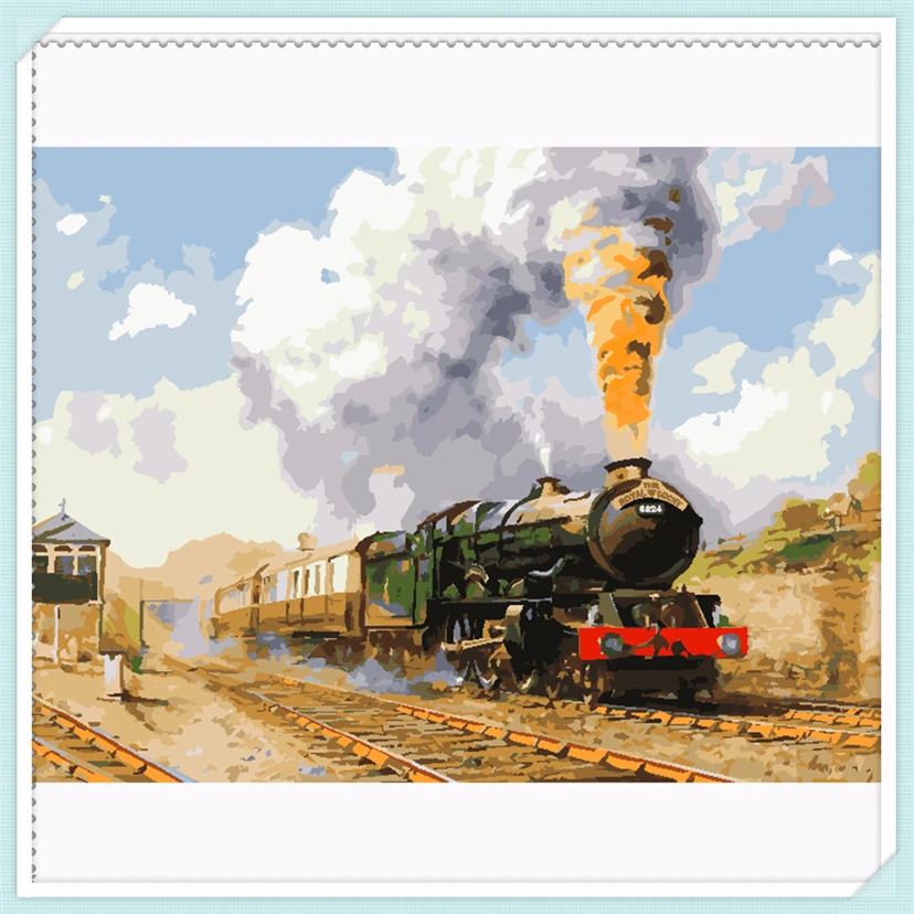 

Diy Painting By Numbers Modern Wall Art Modular Picture Train Coming Drawing Hand Painted Canvas Coloring Home Decor YF1581