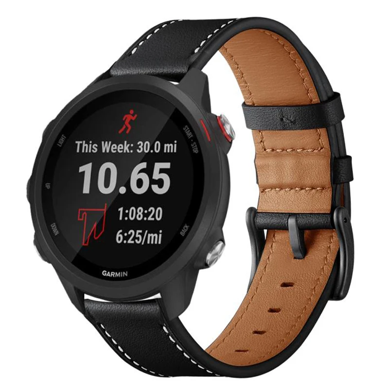  Genuine Leather Watch band for Garmin Forerunner 245/Vivoactive 3/vivomove HR Smart Watch Strap For - 33027321950