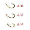 500PCS Gold Color Sharp Fly Hook Nymph Bug Shrimp Pupae Larvae Caddis Fly Tying Fish Hooks #10 #12 #14 ► Photo 1/3