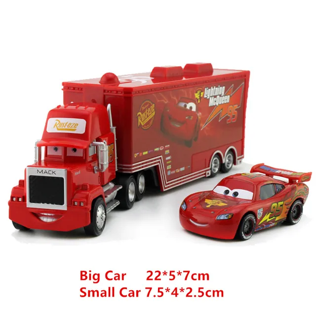 Disney Pixar Cars 21 Styles Mack Truck +Small Car McQueen 1:55 Diecast Metal Alloy And Plastic Modle Car Toys Gifts For Children 3