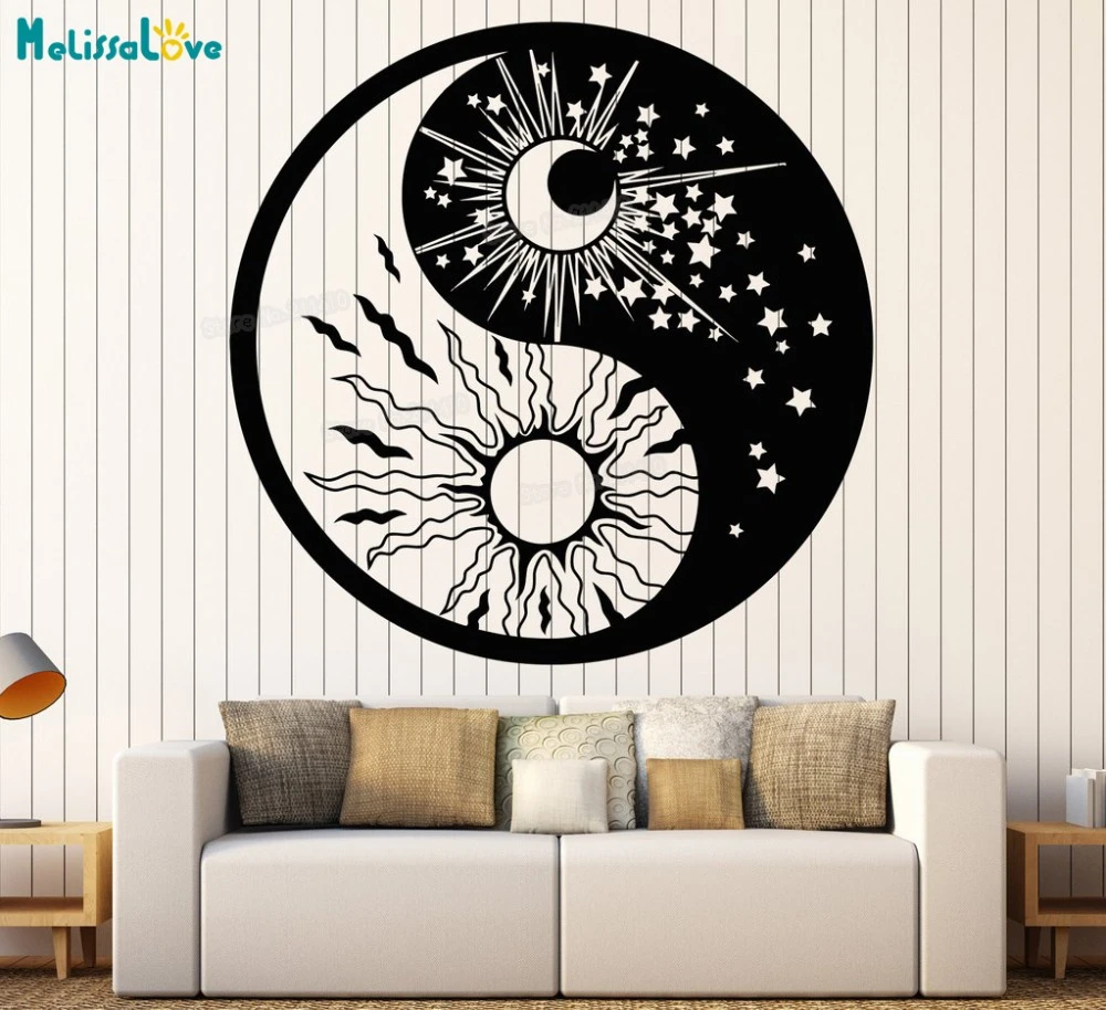 Tatouage Ying Yang Soleil Lune Autocollant mural en vinyle Yin Composer, Symdockers, Soleil, Lune, Étoiles  du bouddhisme, Jour, Nuit, Décoration d'intérieur, Salon, Art, Cadeau  unique, YY720 | AliExpress