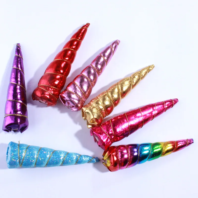 

120PCS new Fashion Metallic Glitter Felt Unicorn Horn For Headbands 13CM Unicorn Ears For Head Wear Kids Birthday