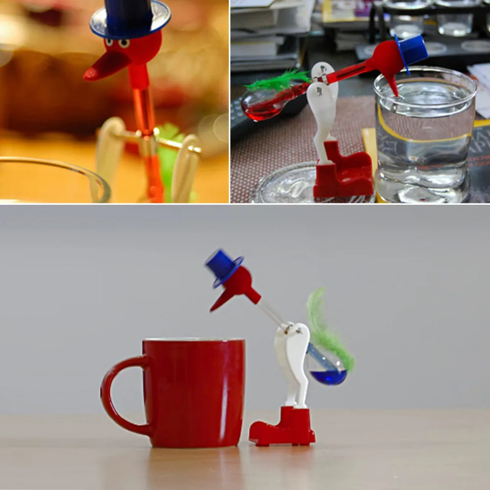 1Pc Non Stop Drinking Lucky Bird Duck Desk Toy Perpetual Motion New