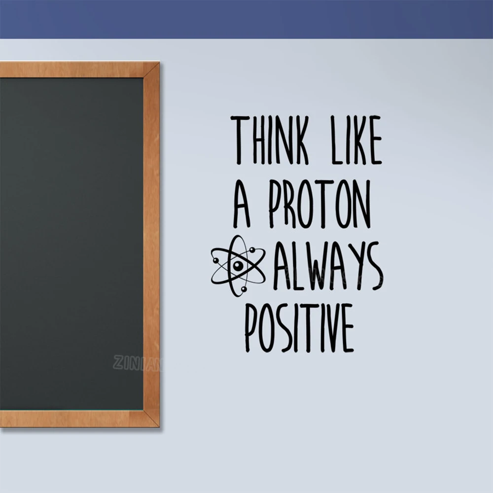 

Think Like a Proton Atom Wall Stickers Classroom Decor Removable Science Wall Decal Always Positive Motivation Quote Decals S445