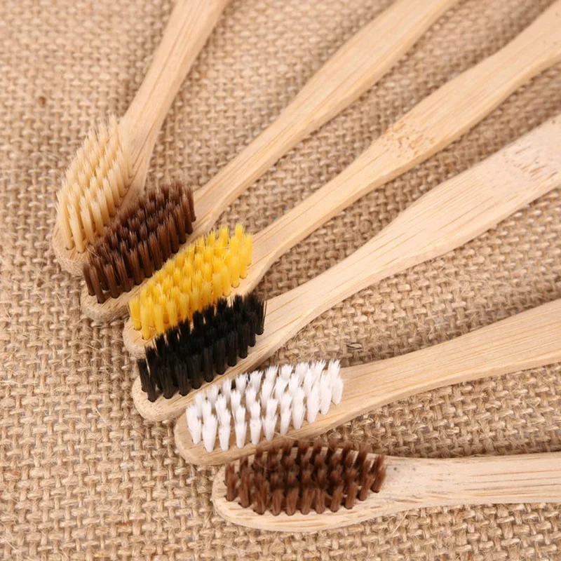 

10pcs/setEnvironmental Bamboo Charcoal Toothbrush For Oral Health Low Carbon Medium Soft Bristle Wood Handle Toothbrush