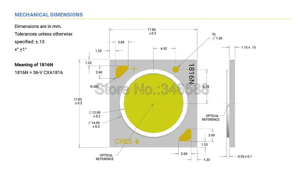 CXA1816 Size