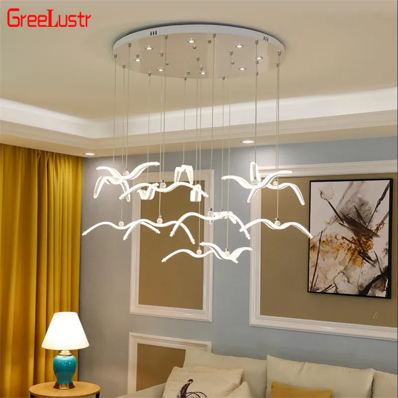 Neuheit led Seagull Anhänger Lampe für Küche Acryl Led Kronleuchter Hängen Licht Kreative Lestre Suspension Leuchten Neuheit led Seagull Anhänger Lampe für Küche Acryl Led Kronleuchter Hängen Licht Kreative Lestre Suspension Leuchten