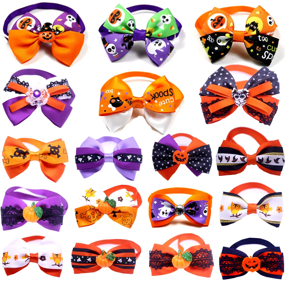 

New 100pc/lot Halloween Christmas Holiday Dog Bow Ties Cute Neckties Collar Pet Puppy Dog Cat Ties Accessories Grooming Supplies