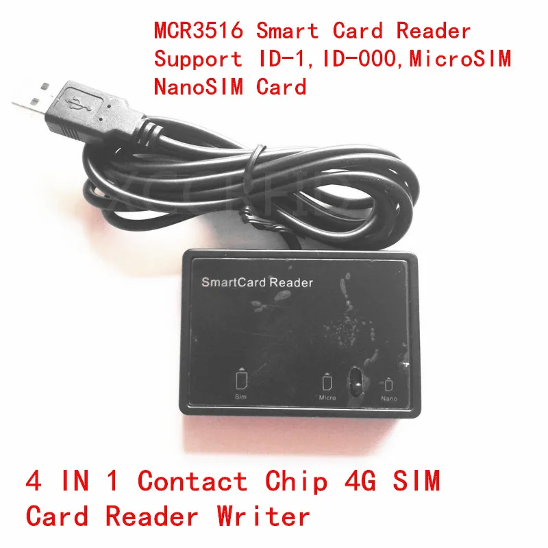 

MCR3516 4 in 1 4G Contact Reader Writer Support Standard Contact IC Card, SIM Card,MicroSIM , NanoSIM Card