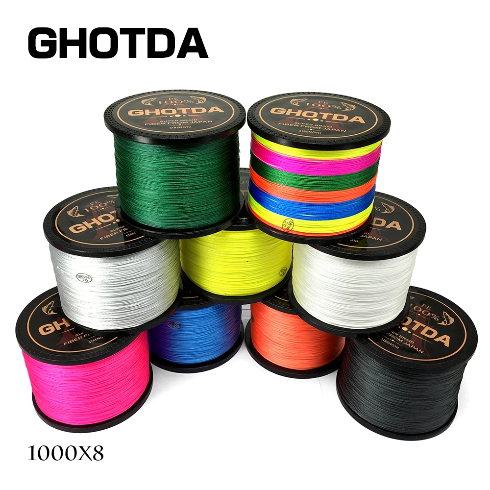 GHOTDA العلامة التجارية خيط صنارة الصيد 1000 متر 8 السواحل PE مضفر المتعددة الشعيرات سلك 15 20 30 40 50 60 80LB