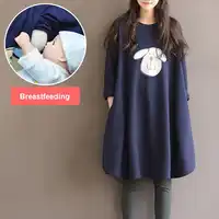ใหม่แฟชั่นสีฟ้า Maternity Breast feeding ชุดพยาบาลชุดฤดูใบไม้ผลิเสื้อผ้าสำหรับหญิงตั้งครรภ์การตั้งครรภ์ Mama เสื้อผ้า