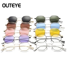 OUTEYE 2017 Hexagon Sunglasses Women Luxury Design Metal Eyewear Female Retro Vintage Mens Clear Sun Glass Shades Lunette F3