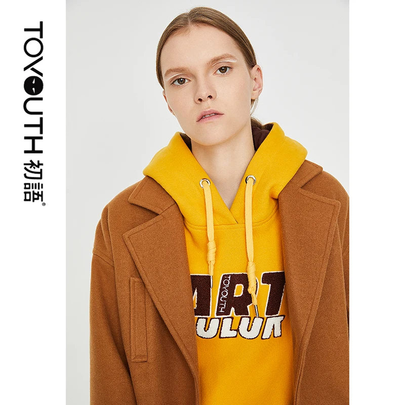 Koop Toyouth Wollen Winter Vrouwen Jassen Dikke Warme Casual Lange Jas Abrigo Mujer Zakken Nieuwe Overjas Wol Dames Elegante Jas