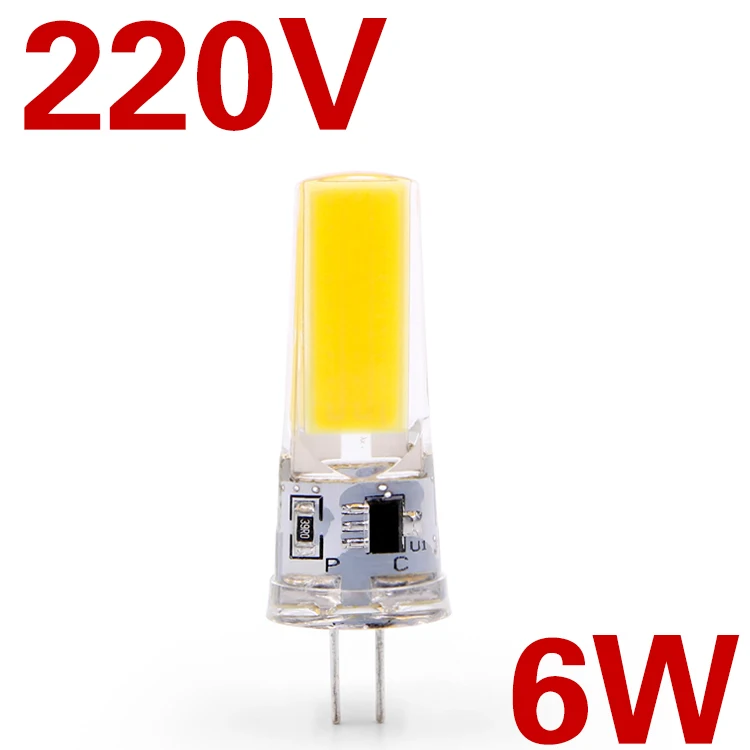 EnwYe светодиодный G4 G9 лампочка AC/DC 12V 220V 3W 6W COB SMD светодиодный светильник заменить галогенный прожектор - Испускаемый цвет: G4 6W 220V