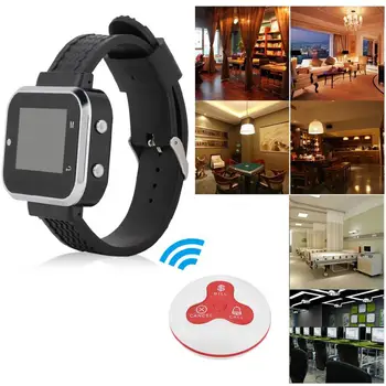 

Pager Wireless Mobile Wristwatch Receiver+10*Red White Pager Transmitter(Model CTW06+CTT23)