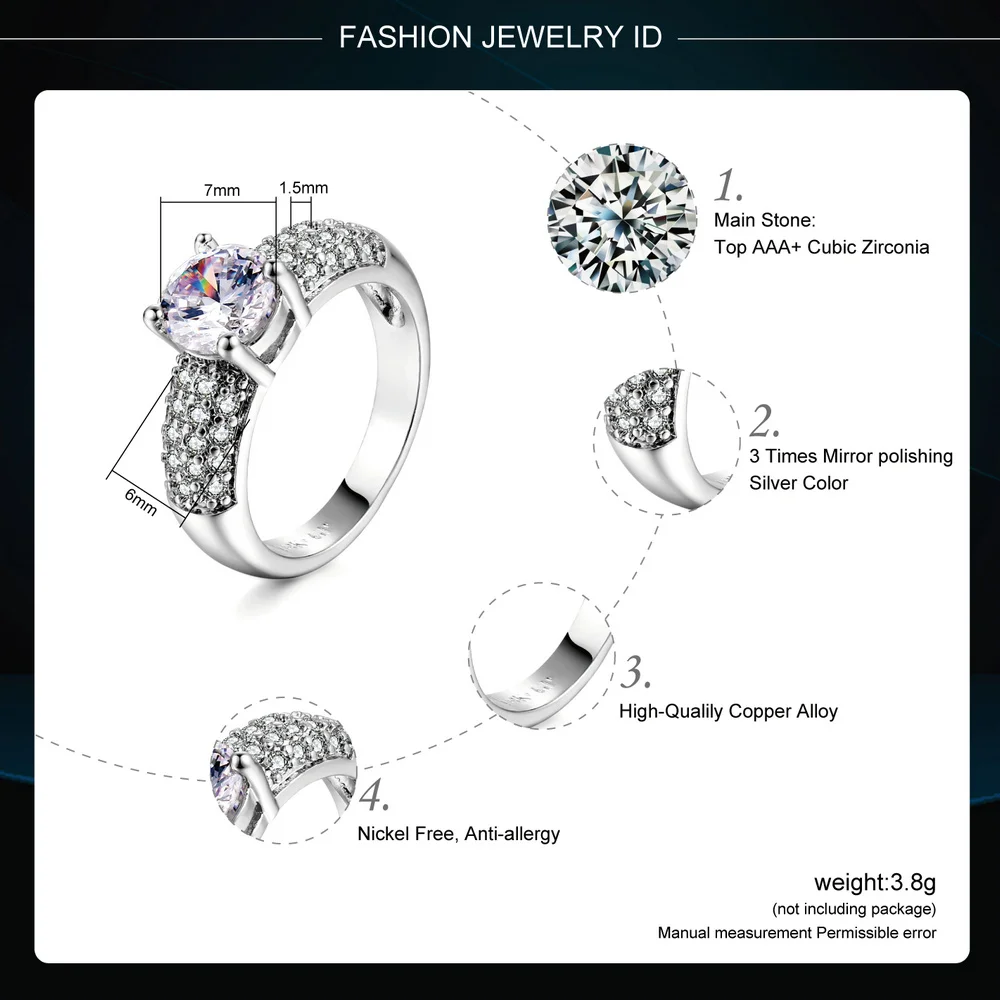 Double Fair Cubic Zirconia Wedding Rings Silver/Rose Gold Color Fashion Crystal Engagement Jewelry For Women Wholesale DFR070