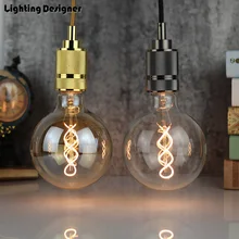 G125 led edison bulb spiral dimmable light amber retro saving lamp vintage filament bubble ball bulb