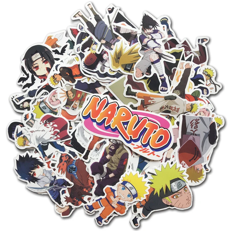 

63Pcs/Lot Japan Anime Naruto Sasuke Cartoon Stickers For Snowboard Laptop Luggage Fridge Car- Styling Vinyl Decals Toy Sticker