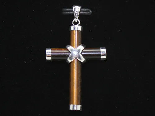 

Free Shipping wholesale Western Style Tiger eye Cross Pendant Necklace