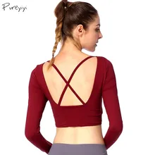 Женская спортивная быстросохнущая футболка с длинным рукавом, сексуальные открытые топы с открытой спиной, дышащая Спортивная одежда для тренировок, беговые топы для йоги