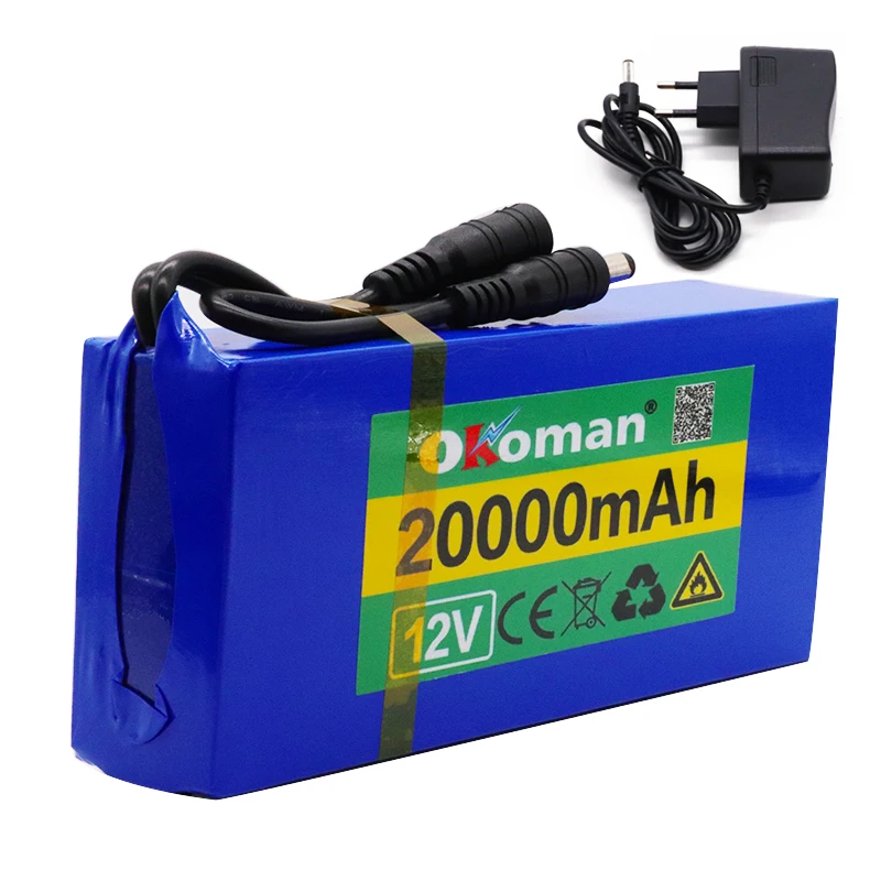 Okoman akumulator przenośny akumulator 12v 20000mAh akumulator litowo jonowy  DC 12.6V 20Ah bateria z wtyczka do usa ue|Battery Packs| - AliExpress