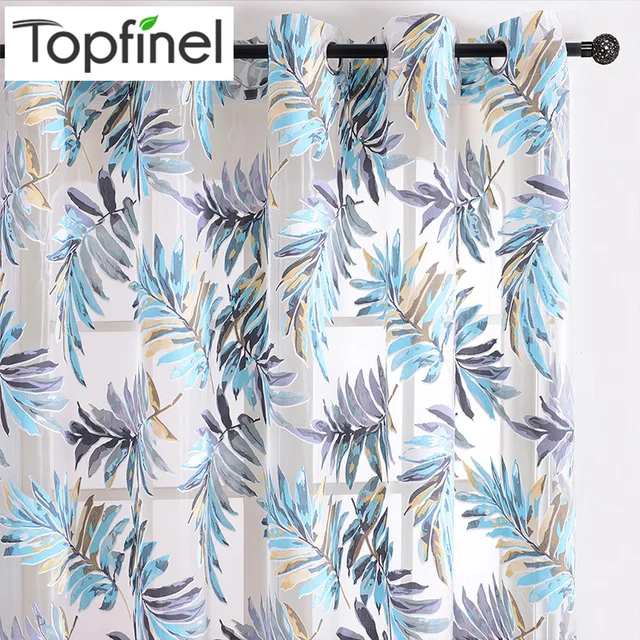 Top Finel Tropische Bladeren Print Sheer Gordijnen Woonkamer Gordijn ... Top Finel Tropische Bladeren Print Sheer Gordijnen Woonkamer Gordijn ...