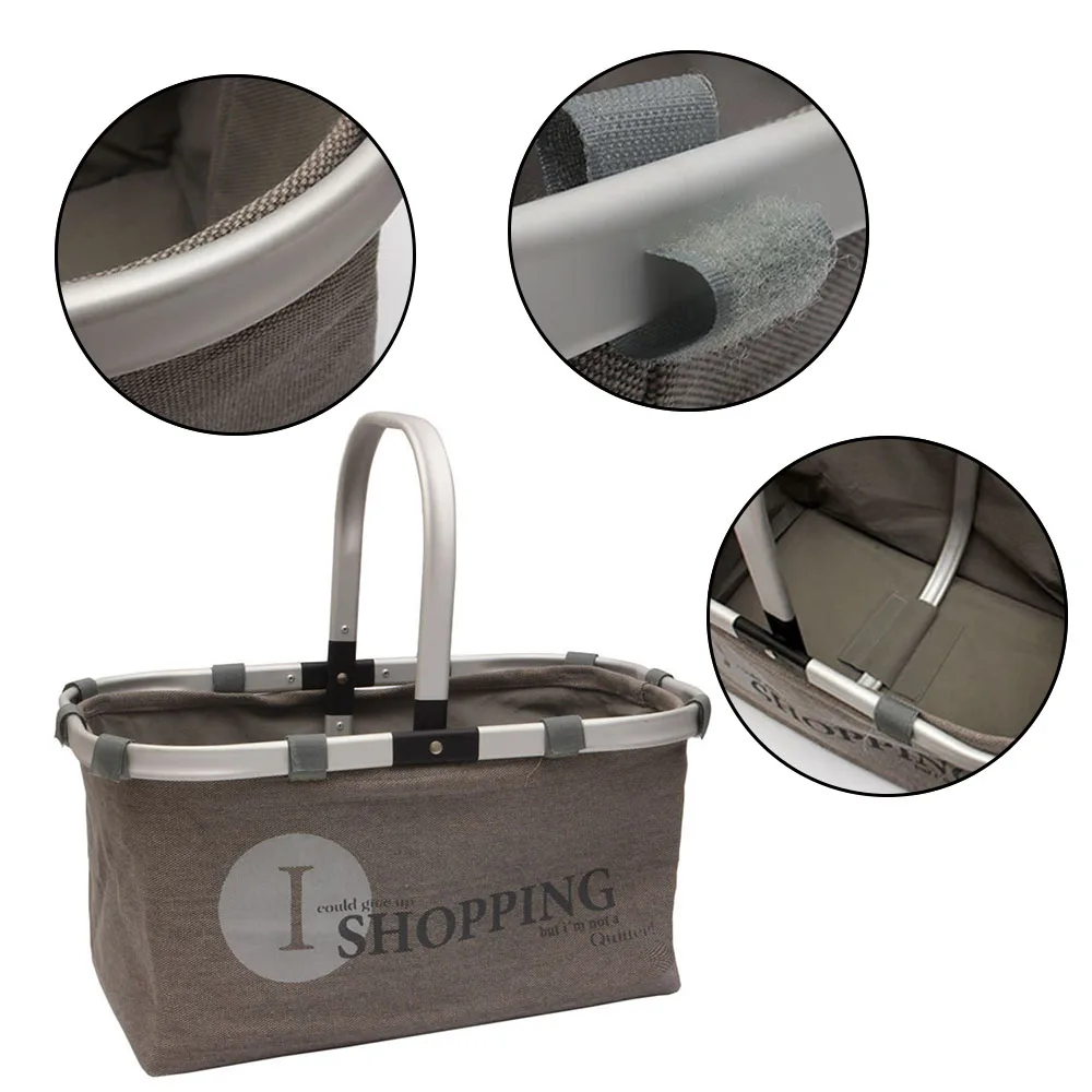 Складная эко корзина для покупок сумка для переноски складное алюминиевое рамка складные ручки корзины для хранения Пикник Оксфорд Лагерь Корзина 1 шт