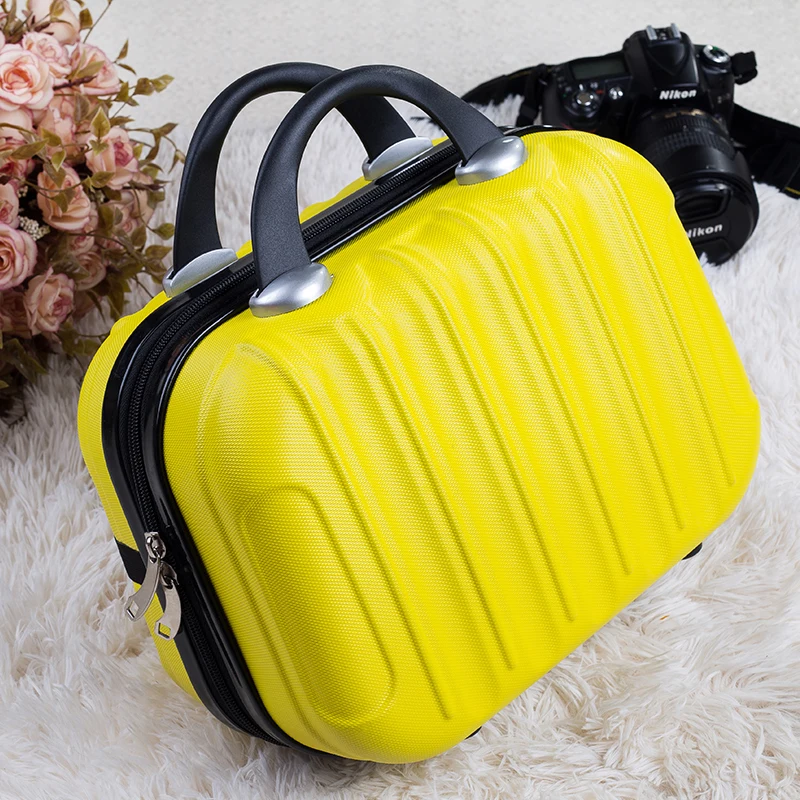 Классический Модный праздничный чемодан для женщин, маленький чемодан для женщин, 14 дюймов, косметичка, мини, портативный, 16 дюймов, Жесткий Чехол, сумочка - Цвет: Цвет: желтый