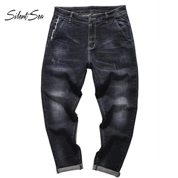 

Silentsea Plus Size 28-42 Men's Jeans Classic Direct Stretch Black Business Casual Denim Pants Slim Long Trousers Gentleman