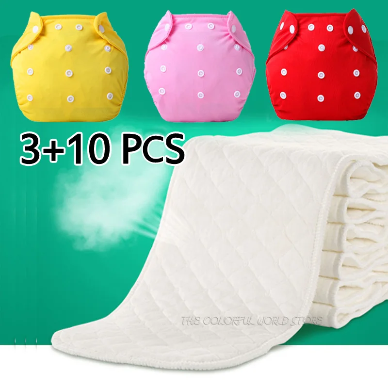 3 10 Pcs Baby Newborn Diapers Reusable Nappies Training Pant Adjustable Size Children Washable Diapers Inserts