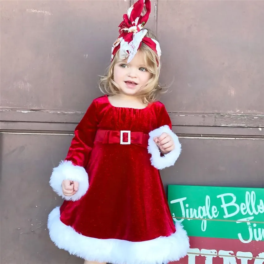 Baby Girl Christmas Red Princess Dress New Year Festival