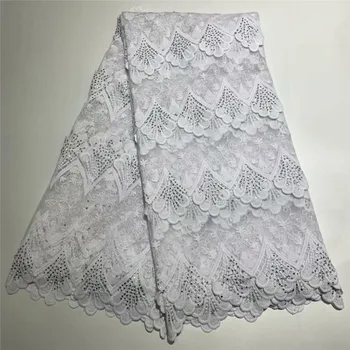 

2019 Latest Nigerian Laces Fabric blue african tulle lace fabric 5yards High Quality french lace fabric for party dress d82-100