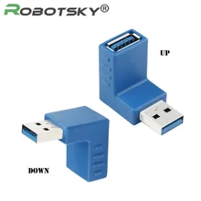 USB 3,0 удлинитель 90 градусов USB 3,0 удлинитель Кабель-адаптер Мужской AM-Female AF Удлинительный разъем вверх вниз дизайн для портативных ПК