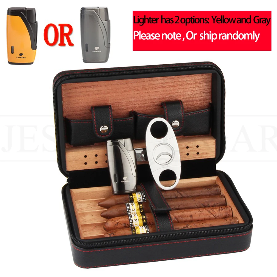 Коробочка для сигар COHIBA из кедрового дерева дорожный Портативный кожаный футляр