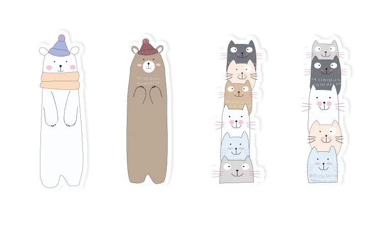 30 шт. Kawaii семья животных закладки милые медведи кошки закладки открытка смешной подарок канцелярские школьные принадлежности FC838
