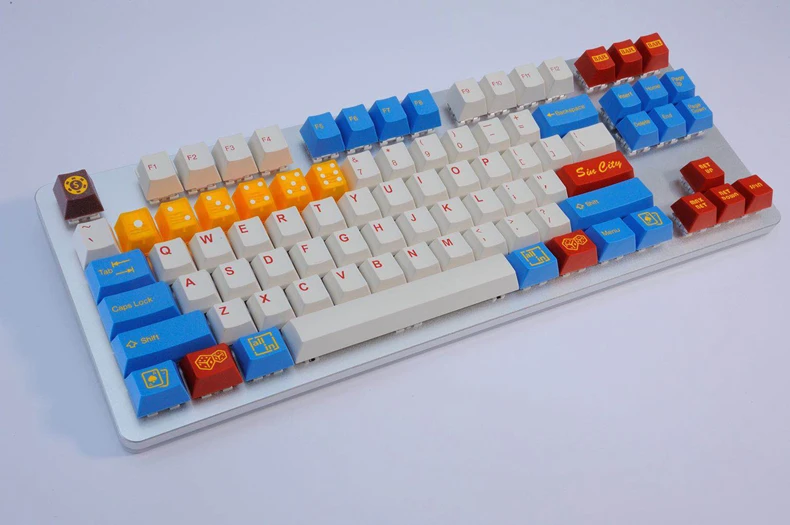 Taihao кубический abs doubleshot колпачки для diy игровая механическая клавиатура цвет греха город белый синий iso высокое качество