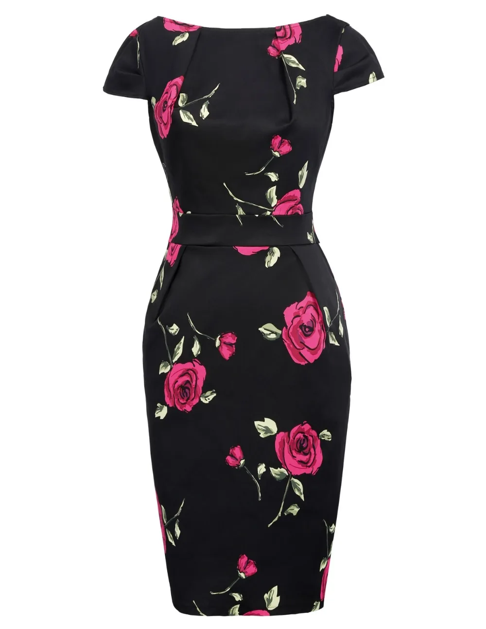 

Summer Womens Bodycon Dress Polka Dot Floral Cocktail Party Office Pencil Dress