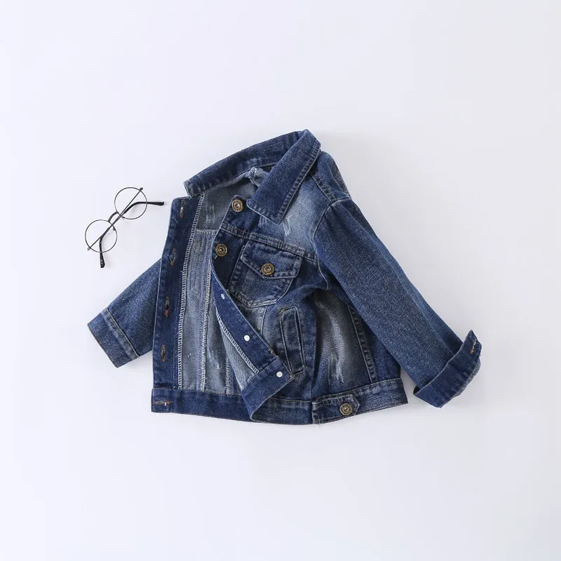 COOTELILI 80-130cm 2018 Spring Boys Jeans Jacket Dark Blue Children Windbreaker girls Jacket Kids Outerwear  (6)