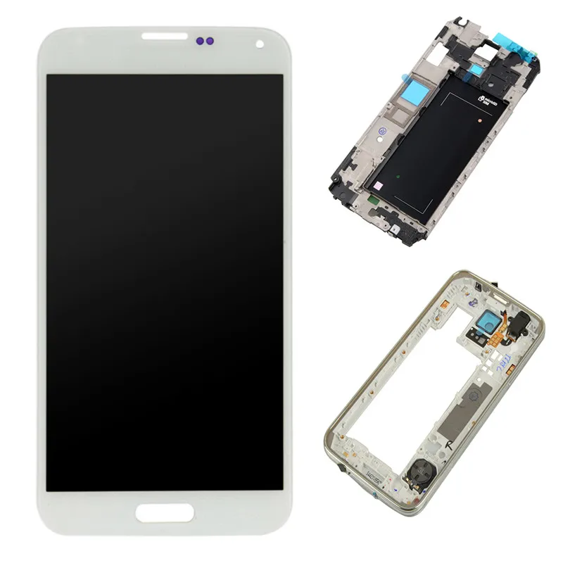 For Samsung Galaxy S5 G900F A P T V Touch Screen Digitizer LCD Display Assembly Frame