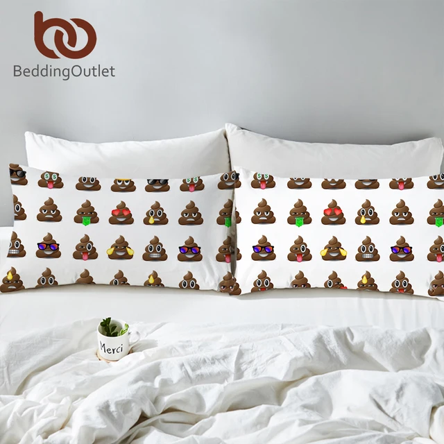 BeddingOutlet Poop Emoji Pillowcase Cartoon Pillow Cover Bedroom Kids