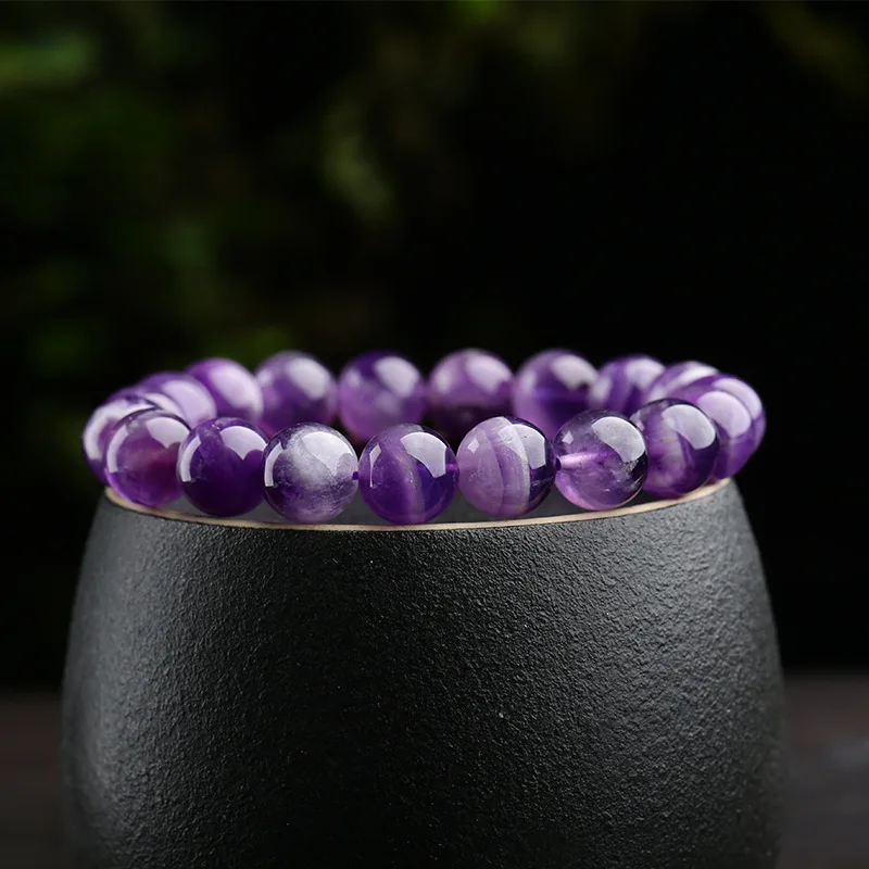 

8/10MM Handmade Natural Stone Beads Strand Charm Purple Crystal Bracelet Purple Crystal Bracelet Fashion Gifts for Women