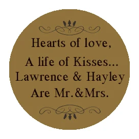 

Personalized Round Candy Wedding Labels Favors - Set of 100 Stickers,heart of love, a life of kisses, stick with your favors